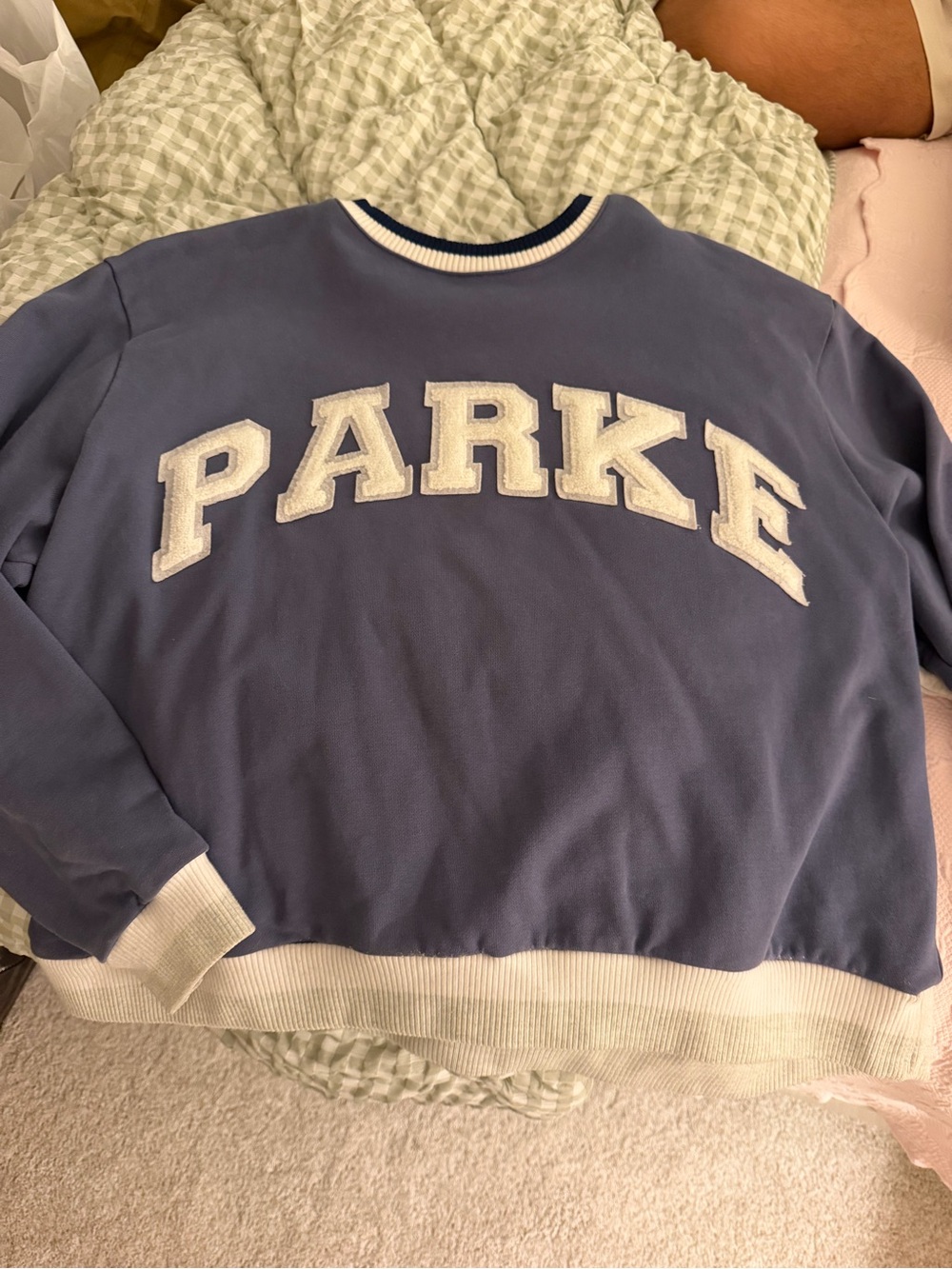 PARKER Blue Crewneck Sweatshirt with White Trim